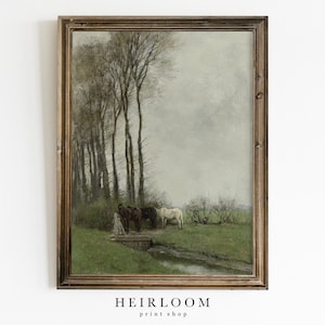 Farmhouse PRINTABLE WALL ART | Horse Landscape | Digital Prints | Horses Await