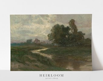 Landscape Painting | Vintage Art | MAILED PRINTS | Vintage Landscape | River Painting | River