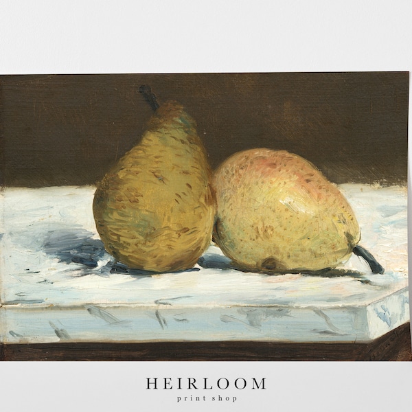 Fruit Painting | Kitchen Art | Still Life | Vintage Prints | MAILED PRINTS | Muted Pears