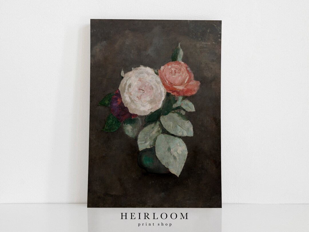 Moody Flower Print | Vintage Floral ART PRINT | Rose Artwork | Flourish ...
