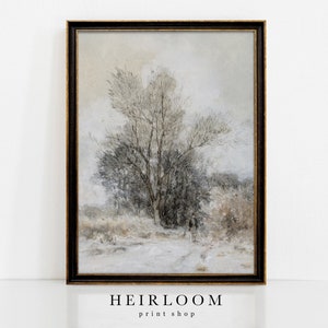 Watercolor Winter Print | Neutral Winter Painting | Holiday | MAILED PRINT | Forest Edge
