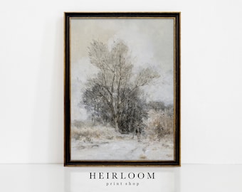 Watercolor Winter Print | Neutral Winter Painting | Holiday | MAILED PRINT | Forest Edge