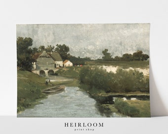 Pintura de paisaje holandés / Impresiones en lienzo de reliquia / IMPRESIONES DE ARTE vintage / Nublado
