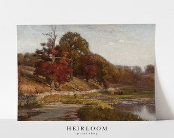 Fall Painting | Landscape Painting | Vintage Art | FINE ART PRINT | Autumn Oaks
