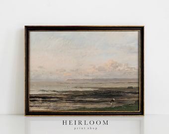 Seascape Painting | Vintage Art | Beach Decor | Coastal Decor | MAILED ART PRINTS | Low Tide