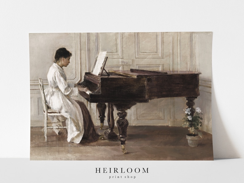 Piano Painting Eclectic Painting Woman Portrait Music Art ART PRINTS Piano image 1