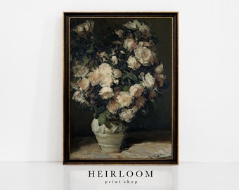 Flower Wall Art | Pink Floral Art | Vintage Rose Prints | MAILED PRINT | Roses in a Vase