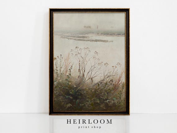 Rustic Landscape Art | Boho ART PRINTS | Vintage Moody Art | Riverbank