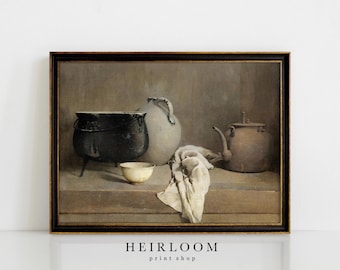 Kitchen Art | Vintage Kitchen | Antique Painting | MAILED PRINTS | Pots