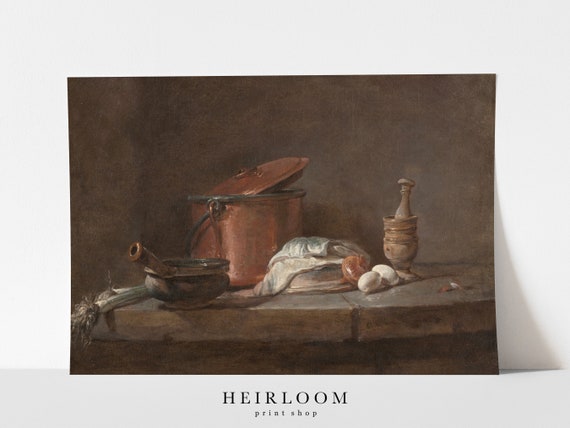 Rustic Kitchen Art | Vintage Still Life Oil Painting | Farmhouse Kitchen Decor | ART PRINTS | Supper