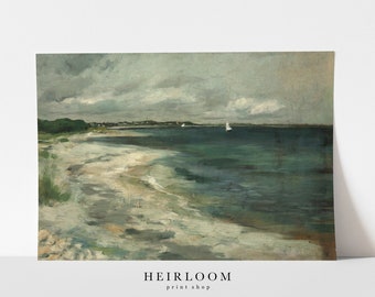 Vintage Ocean Art | Beach Decor | Dark Sea Print | MAILED PRINTS | Storm