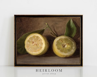 Zitronen Gemälde | Stillleben | Vintage Zitronen Druck | Erbstück KUNSTDRUCK | Zitronen