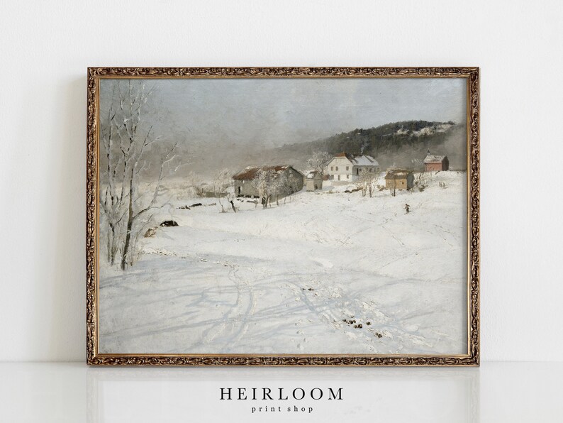 Snow Painting | Winter Painting | Antique Art Print | MAILED PRINTS for Frame | Hillside bild 6