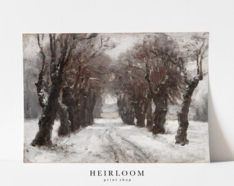 Winter Oil Painting | Forest Painting | Snow Landscape | MAILED ART PRINT | Snowy Road