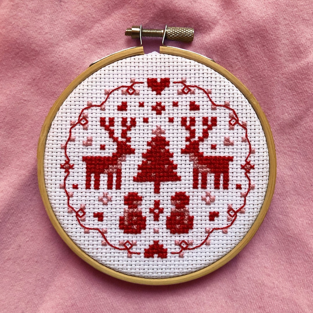 Two Colour Christmas - 4 Inch Cross Stitch Pattern | Instant Pdf ...