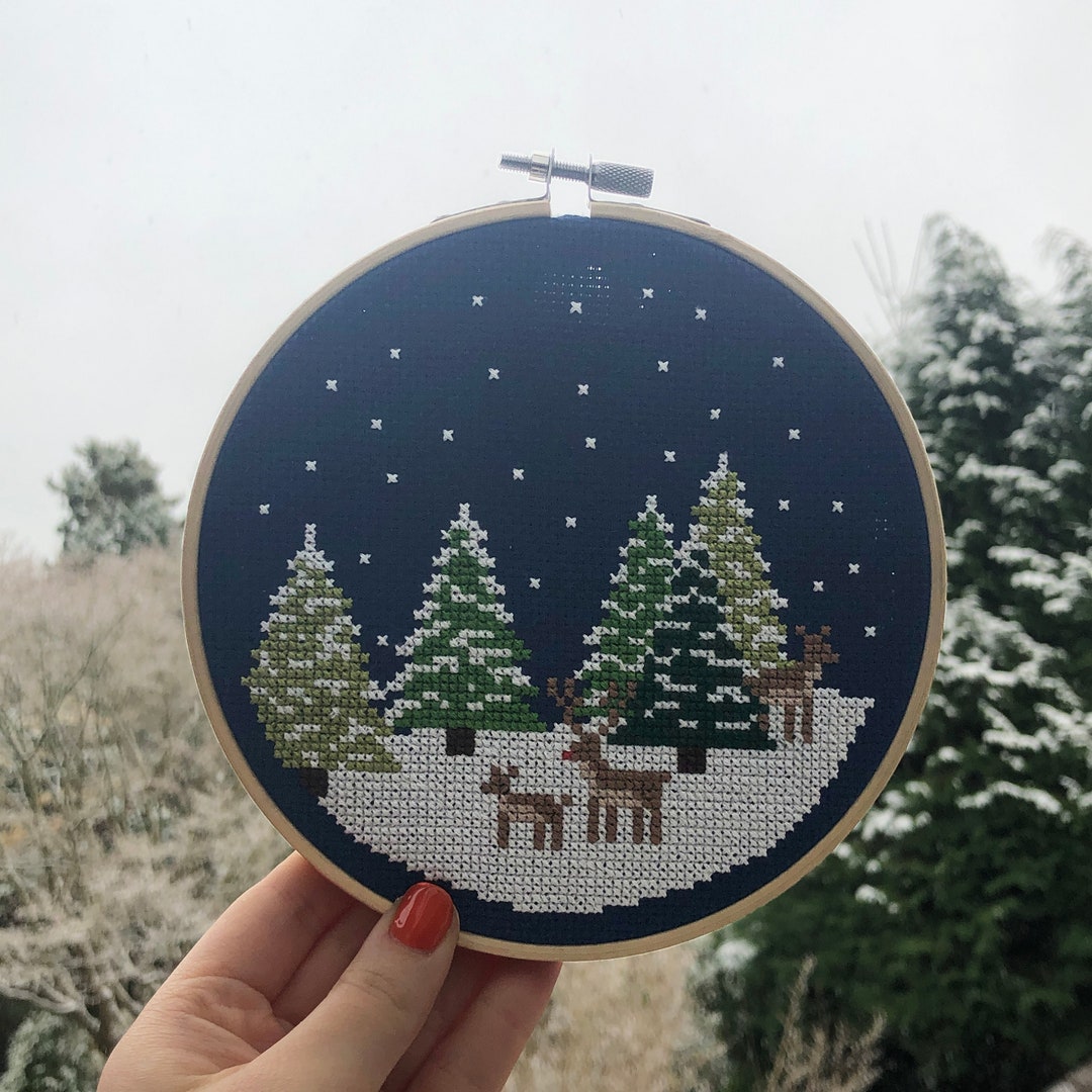 Reindeer Forest - 6 Inch Cross Stitch Pattern | Instant Pdf Download - Etsy