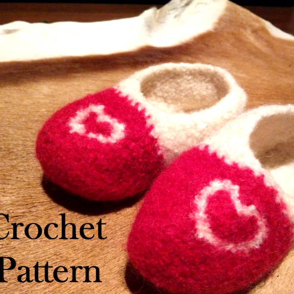 Big Kids Felted Slippers - Crochet Pattern (TODDLER size 11 - CHILD size 6)