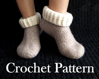 Wela Felted Slippers - CROCHET PATTERN (Adult: Small, Medium, Large)