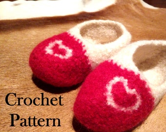 Big Kids Felted Slippers - Crochet Pattern (TODDLER size 11 - CHILD size 6)