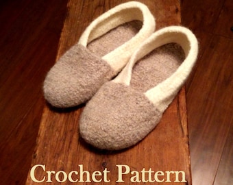 Cozy Nights Felted Slippers CROCHET PATERN (Adult sizes small to large)
