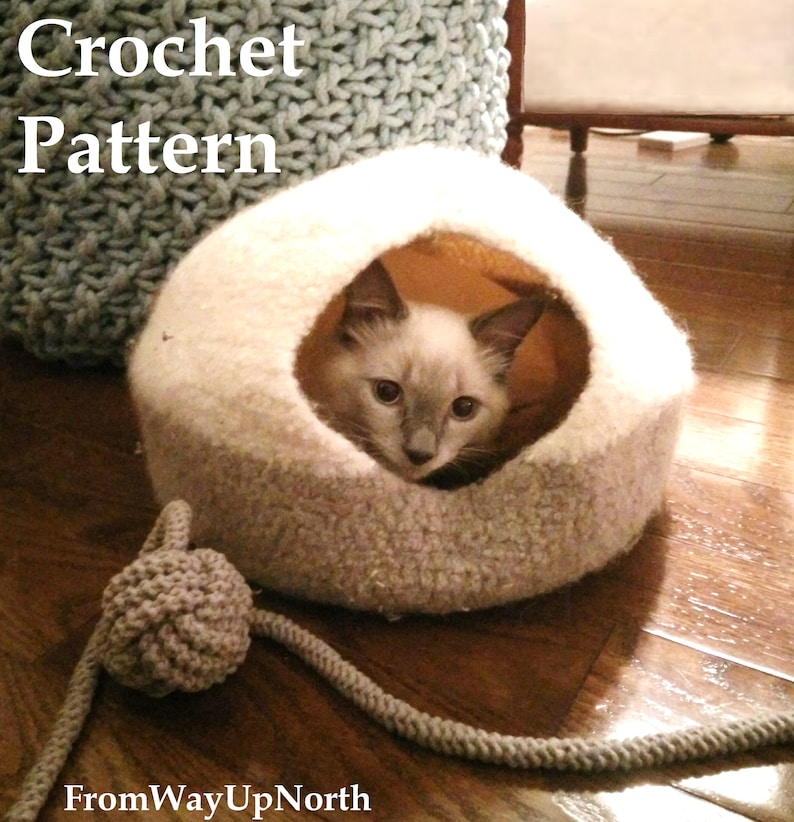 Felted Cat Cave Crochet PATTERN 2 Sizes Wool Cat Bed/cave Etsy