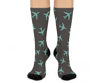 Airplane Airline Travel DTG Crew Socks