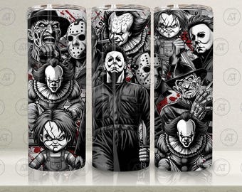 Jason Chucky Freddy IT Spooky 20oz Metal Travel Cup Mug