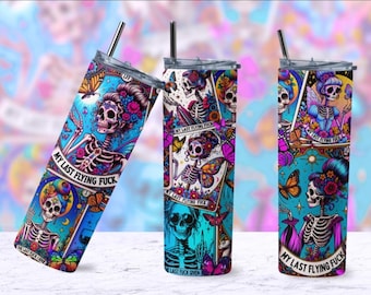 Don't give a flying F*ck 20 oz Metal Tumbler Skull Funny gift Personalized custom