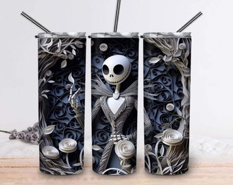 Jack Nightmare Before Christmas 3D Metal 20 oz Tumbler Travel Mug Halloween