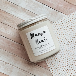mother&#39;s day candle | mama bear | gift for mom | wood wick | soy coconut blend | hand-poured in small batches