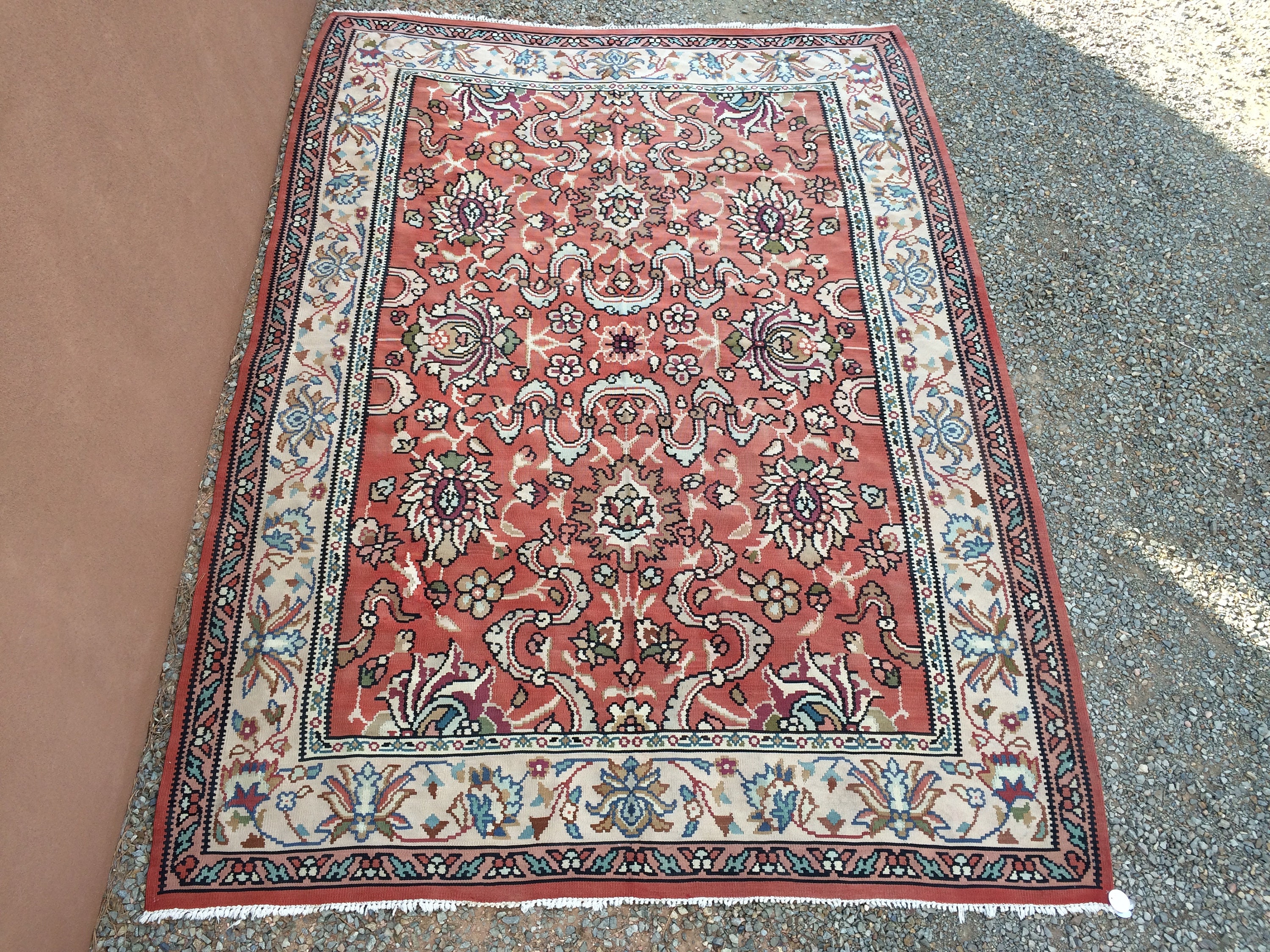 7x10 Muted Salmon Rug Balkan Balkans Romanian Kilim Large Room Size ...