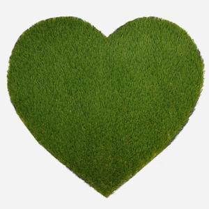 Heart Synthetic Grass Doormat | Rug | Wall Art Decor