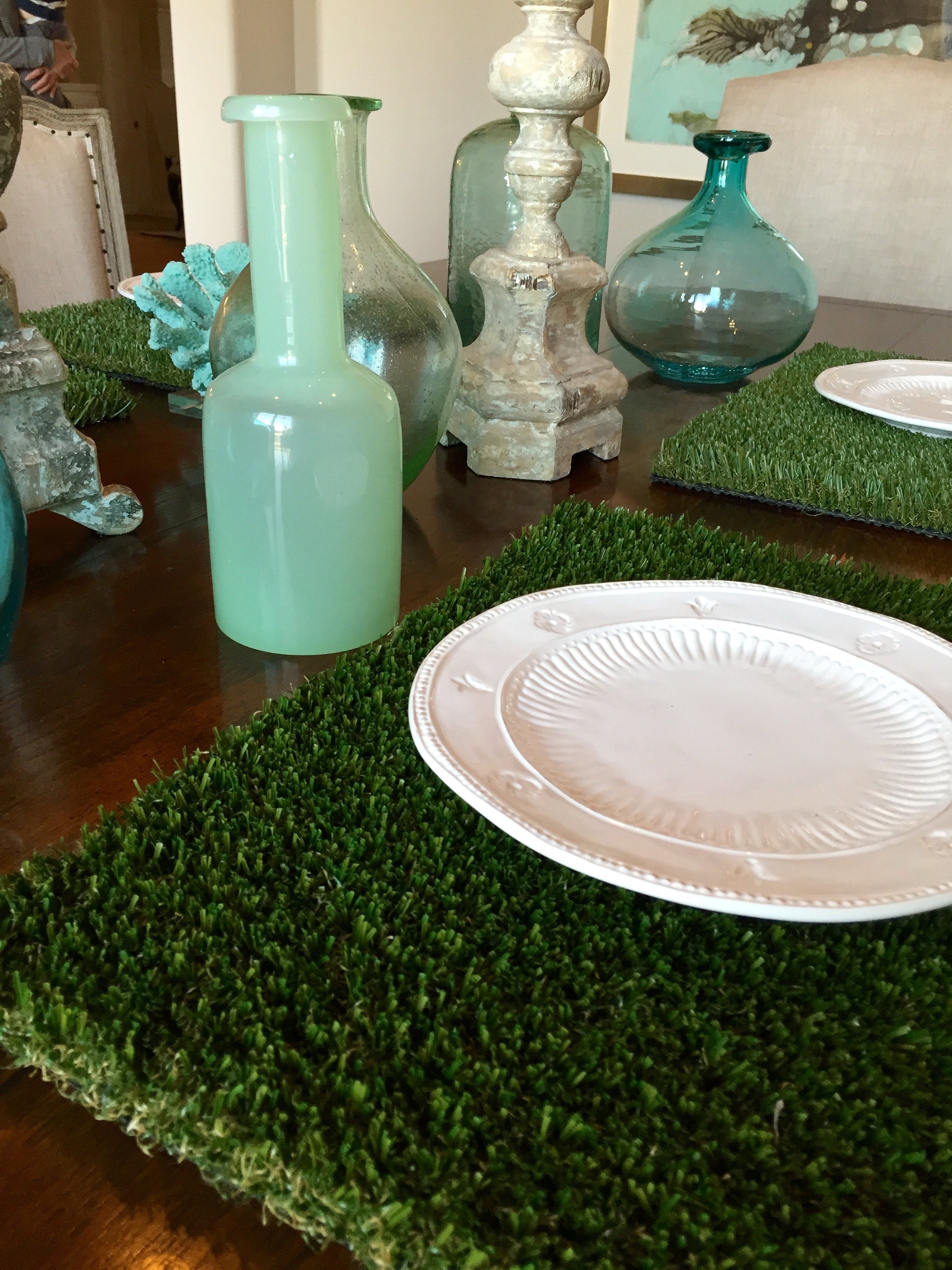 Natural Handmade River Grass Table Runner with 6 Dining Table Mats
