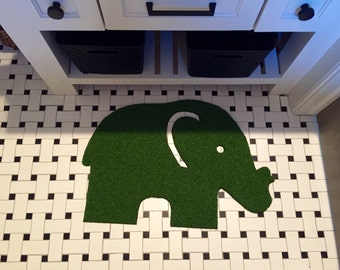 Elefante Sintetico Erba Doormat Rug Decor Wall Art