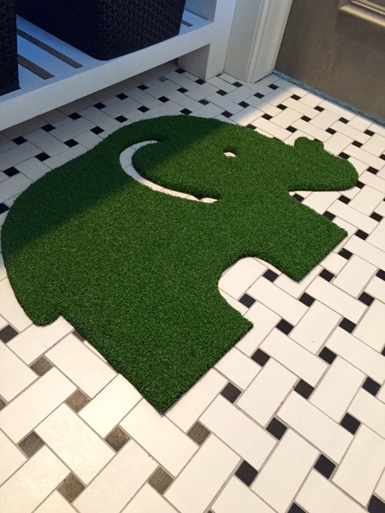 Elephant Synthetic Grass Doormat Rug Wall Art Decor Etsy