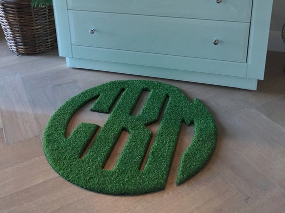 Monogram Synthetic Grass Doormat Rug Wall Art Decor