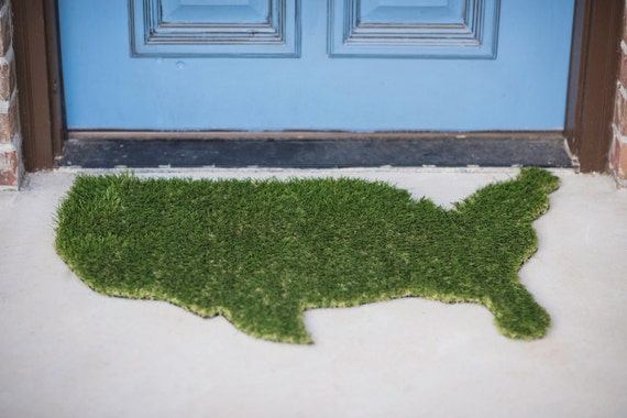Sale Usa Synthetic Grass Doormat Rug Wall Art Decor Etsy