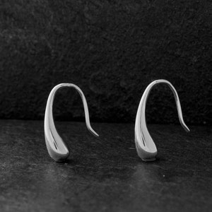 Sterling Silver Drop Earrings / Silver Hook Earrings / Silver Drop Earrings / Solid Silver Earrings / Simple Silver Earrings image 1