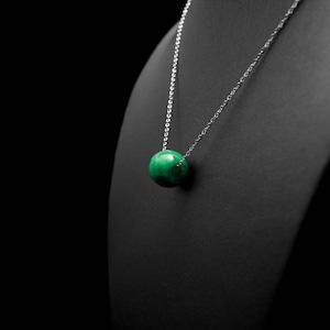 Jade Barrel Necklace/ Lucky Jade Pendant/ Green Jade Necklace/ Good Luck Charm/ Cloudy Green Pendant