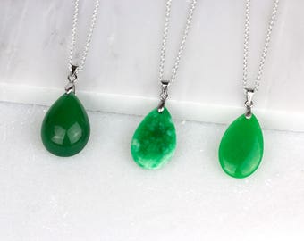 Green Jade Pendant/ Carved Jade Pendant/ Green Jade Necklace/ Jade Silver Necklace/ Green Jade Charm