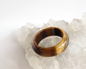 Tiger Eye Ring, Tiger Eye Stone, Brown Agate Ring, Tiger Eye Agate, Brown Agate Band, Brown Stone Ring, Brown Stone Band