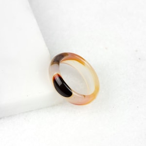 Brushed Agate Ring, Stone Agate Ring, Molten Lava Jewelry, Agate Stone Band, White Agate Ring, Solid Agate Band, Solid Stone Ring image 1