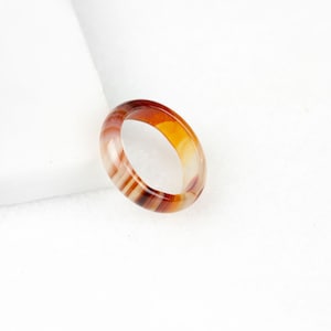 Banded Agate Ring: Natural Gemstone, Brown Striped Band