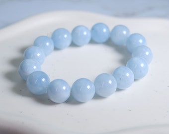 Blue Angelite Bracelet - Blue Cloud Bracelet - Natural Blue Bracelet - Blue Healing Bracelet - Natural Angelite - Blue Anxiety Beads