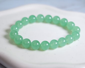 Light Green Jade Bracelet, Green Apple Jade Bracelet, Green Jade Jewelry, Jade Bead Bracelet, Lucky Green Bracelet, 10mm Jade Bracelet