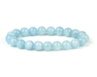 Aquamarine Bracelet, Aquamarine Beads, March Birthstone, Dainty Bracelet, Aquamarine Jewelry, Genuine Aquamarine, Bracelet Femme