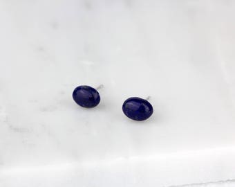 Lapis Studs, Dainty Blue Earrings, Small Dainty Earring, Blue Lapis Earrings, Lapis Lazuli Stone, Blue Gold Gemstone