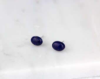 Lapis Studs, Dainty Blue Earrings, Small Dainty Earring, Blue Lapis Earrings, Lapis Lazuli Stone, Blue Gold Gemstone
