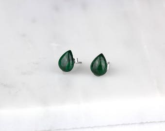 Malachite Earrings/ Green Malachite/ Silver Malachite Studs/ Malachite Studs/ Green Stud Earrings