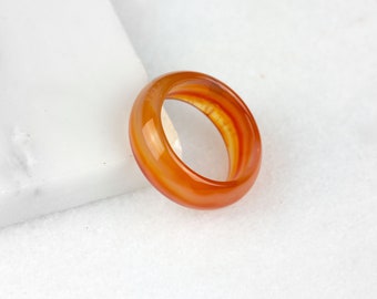 Striped Agate Ring, Striped Stone Ring, Tiger Band Ring, Sardonyx Ring, Sardonyx Band, Tiger Stripe Ring, Brown Stone Ring,